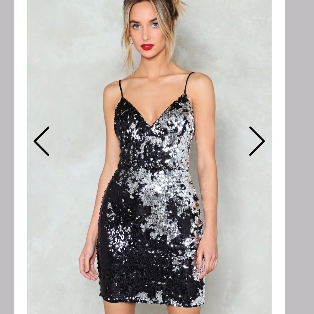 NEW BEBE Waking Up in Vegas Sequin Dress size XS